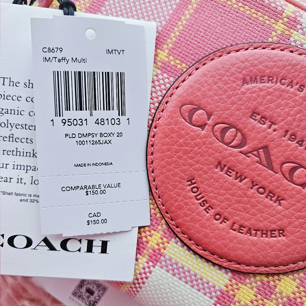 Coach Dempsey Boxy 20 Cosmetic Case Plaid Taffy NWT - Picture 2 of 9